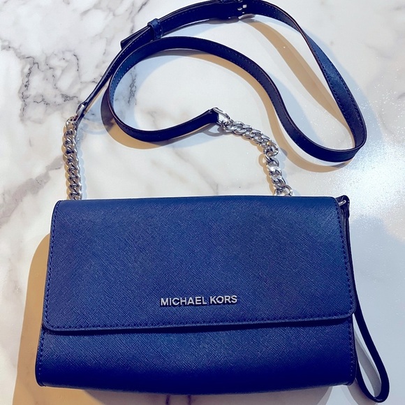 Michael Kors Jet Set Crossbody Bag Saffiano Leather Electric Blue - Picture 4 of 9